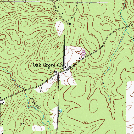 Topographic Map of Oak Grove Church, TX