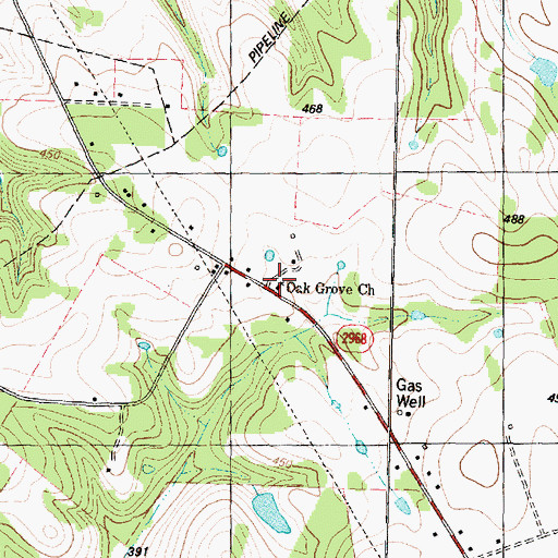 Topographic Map of Oak Grove Church, TX