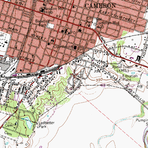 Topographic Map of Oak Hill Cemetery, TX