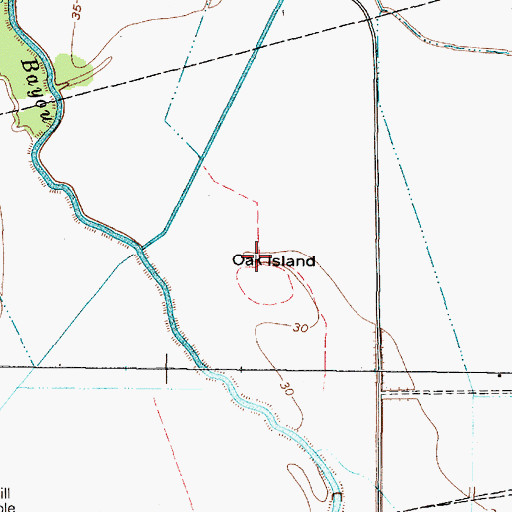 Topographic Map of Oak Island, TX