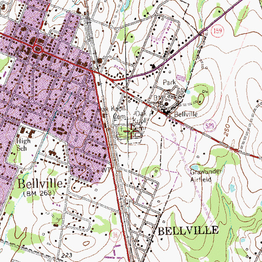 Topographic Map of Oak Knoll Cemetery, TX