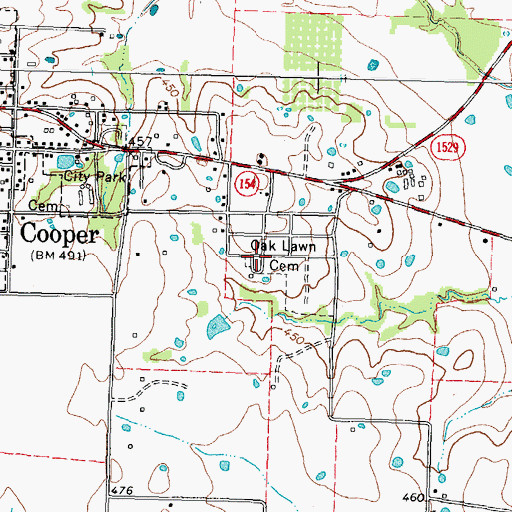Topographic Map of Oak Lawn Cemetery, TX