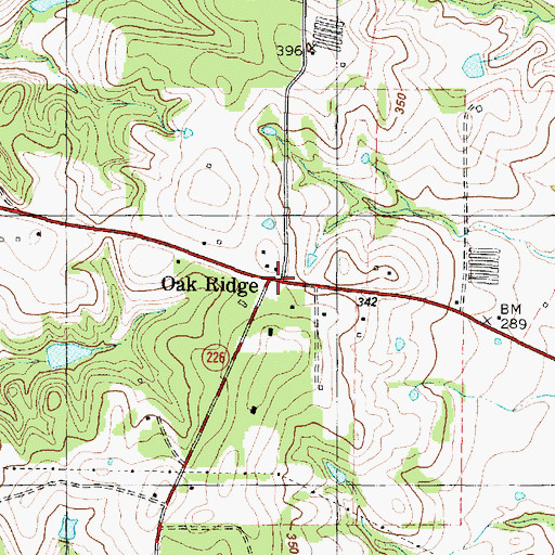 Topographic Map of Oak Ridge, TX