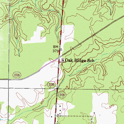 Topographic Map of Oak Ridge School, TX
