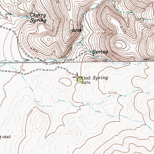 Topographic Map of Oak Spring, TX