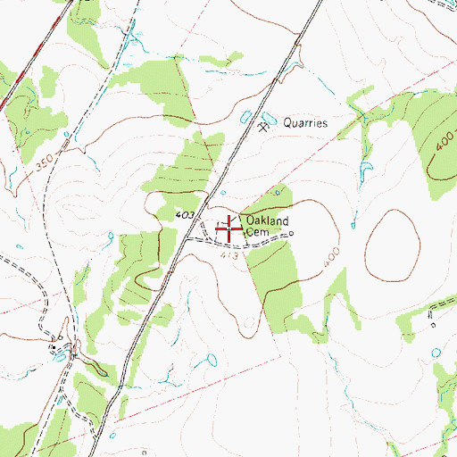 Topographic Map of Oakland Cemetery, TX