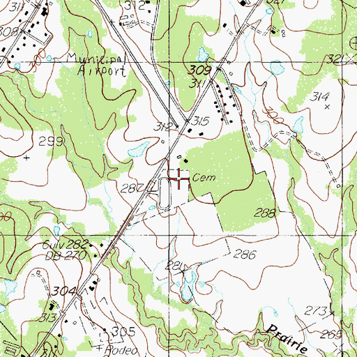 Topographic Map of Oaklawn Cemetery, TX
