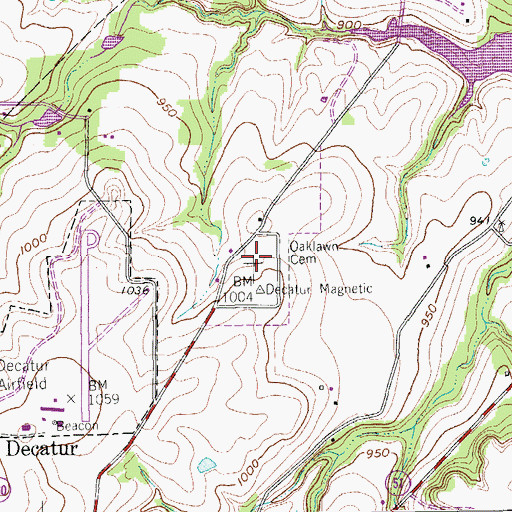 Topographic Map of Oaklawn Cemetery, TX