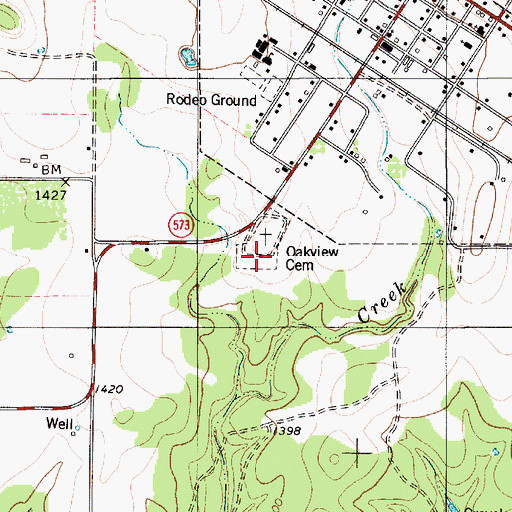 Topographic Map of Oakview Cemetery, TX