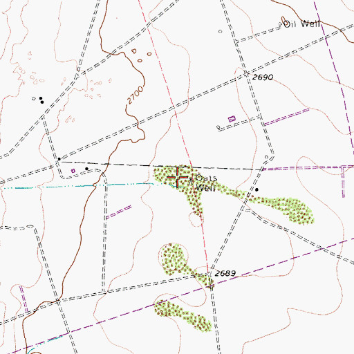 Topographic Map of Oats Well, TX