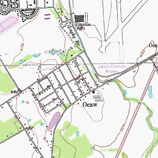 Topographic Map of Ocaw, TX