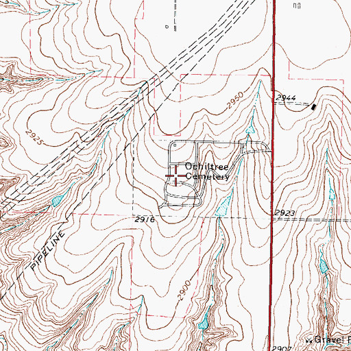 Topographic Map of Ochiltree Cemetery, TX