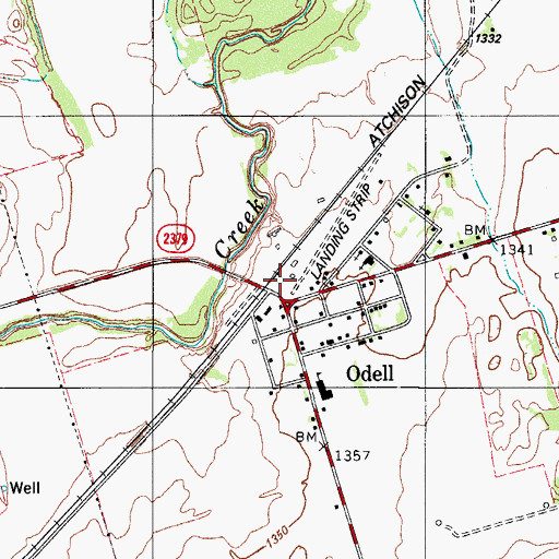 Topographic Map of Odell, TX