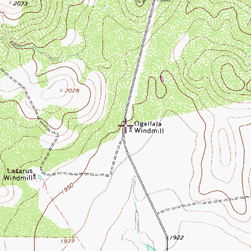 Topographic Map of Ogallala Windmill, TX
