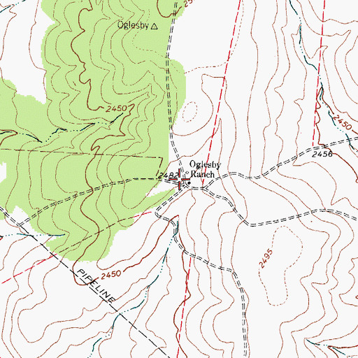 Topographic Map of Oglesby Ranch, TX
