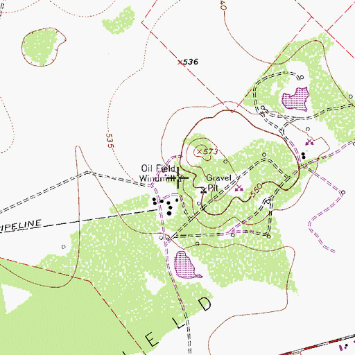 Topographic Map of Oil Field Windmill, TX