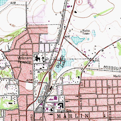 Topographic Map of Oil Mill Lake, TX