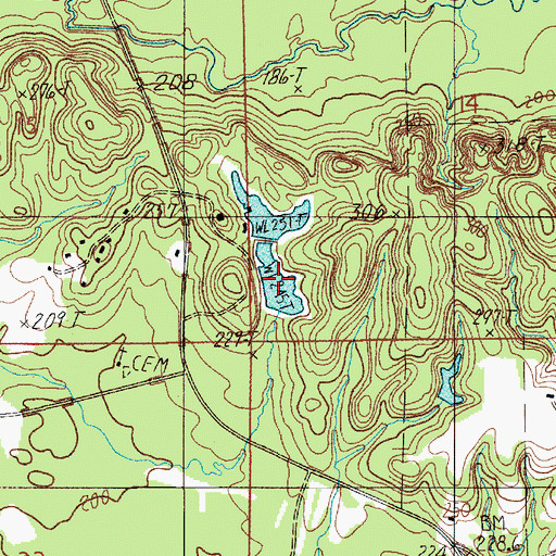 Topographic Map of Quailwood Farms Lakes, AL