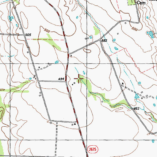 Topographic Map of Oklahoma School, TX
