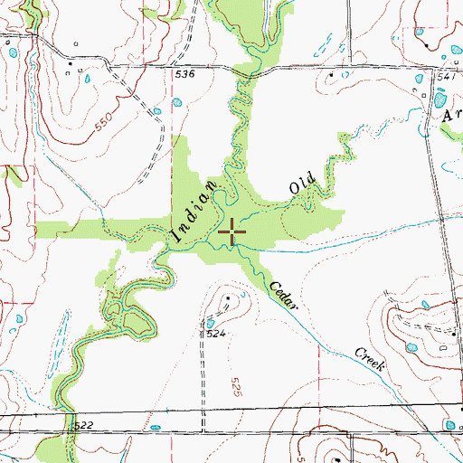 Topographic Map of Old Arnold Creek, TX