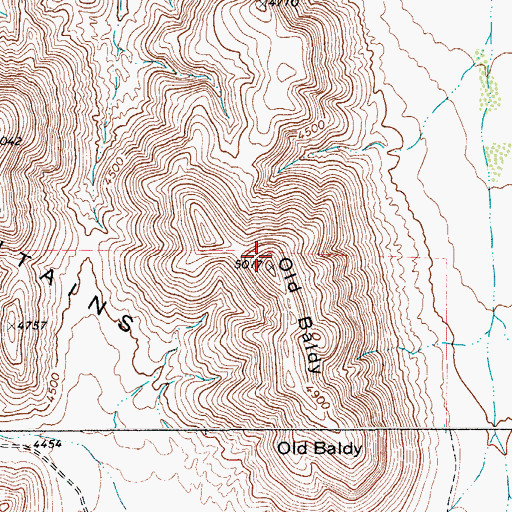 Topographic Map of Old Baldy, TX