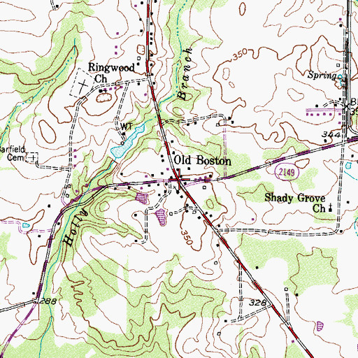 Topographic Map of Old Boston, TX