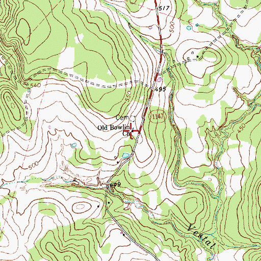 Topographic Map of Old Bowlin Church, TX