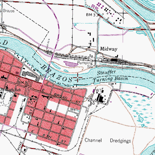 Topographic Map of Old Brazos River, TX