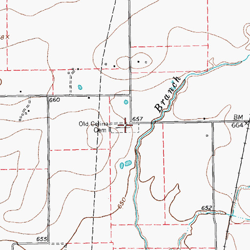 Topographic Map of Old Celina Cemetery, TX