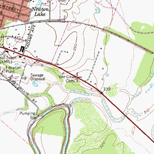 Topographic Map of Old City Cemetery, TX
