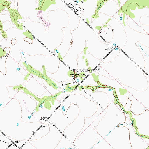 Topographic Map of Old Cottonwood Cemetery, TX