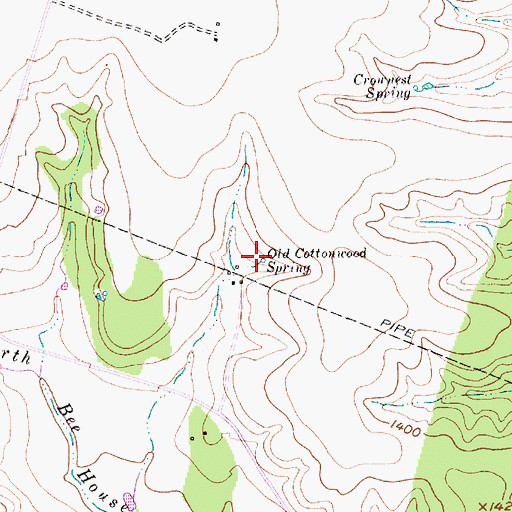 Topographic Map of Old Cottonwood Spring, TX