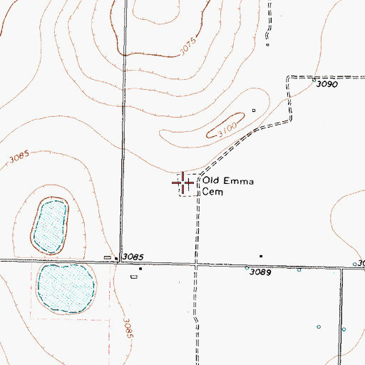 Topographic Map of Emma Cemetery, TX