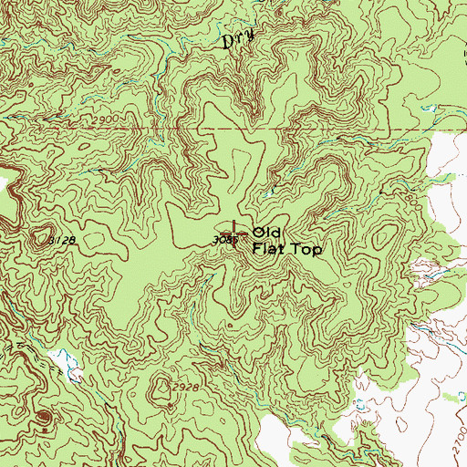 Topographic Map of Old Flat Top, TX