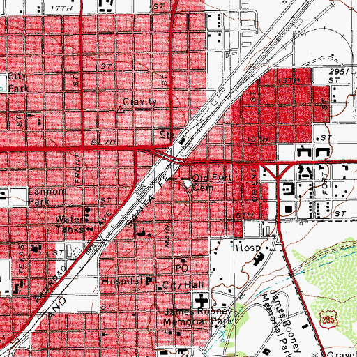 Topographic Map of Old Fort Cemetery, TX