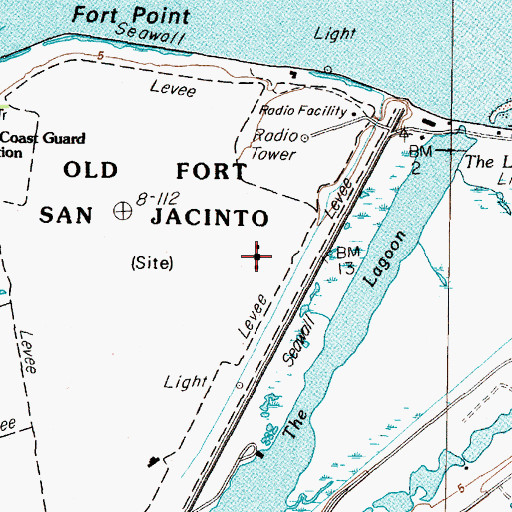 Topographic Map of Old Fort San Jacinto, TX