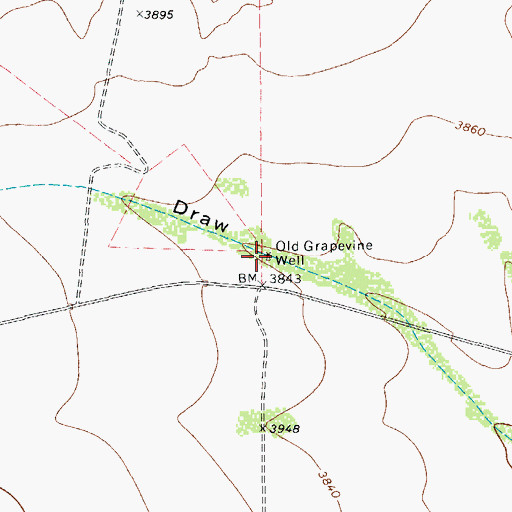 Topographic Map of Old Grapevine Well, TX