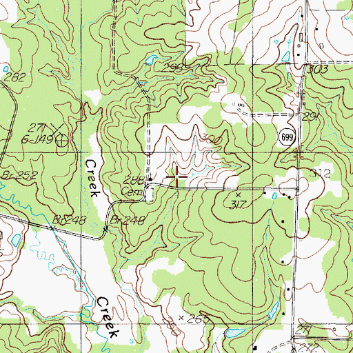 Topographic Map of Old Home Church, TX