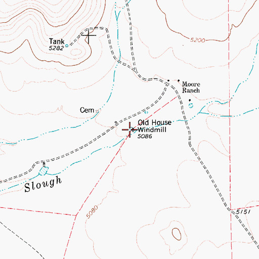 Topographic Map of Old House Windmill, TX
