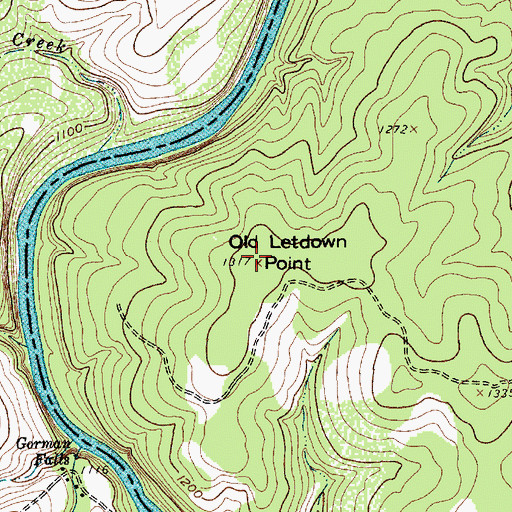 Topographic Map of Old Letdown Point, TX