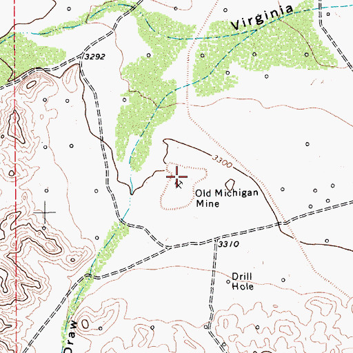 Topographic Map of Old Michigan Mine, TX