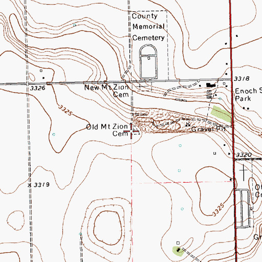 Topographic Map of Old Mount Zion Cemetery, TX