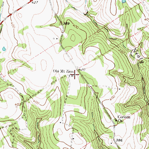 Topographic Map of Old Mount Zion Church, TX