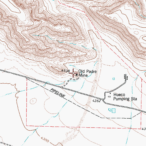 Topographic Map of Old Padre Mine, TX