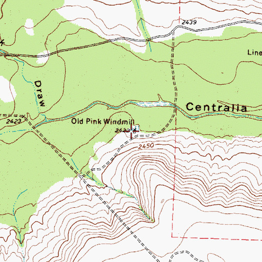 Topographic Map of Old Pink Windmill, TX