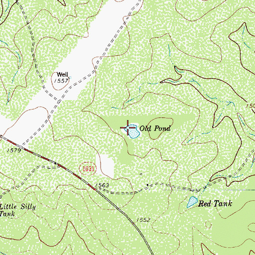 Topographic Map of Old Pond, TX