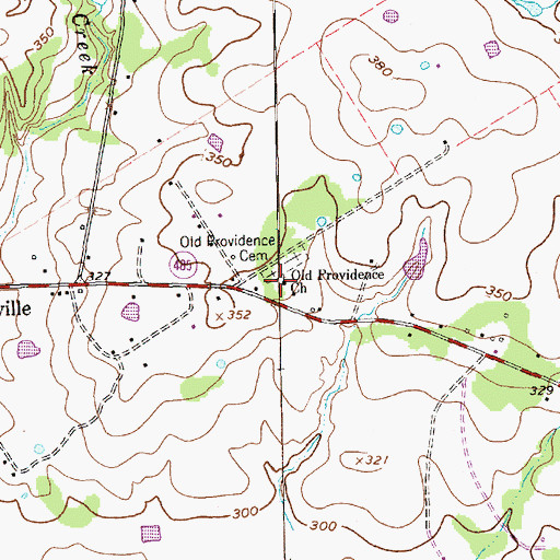 Topographic Map of Old Providence Church, TX