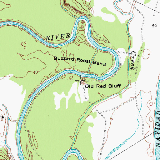 Topographic Map of Old Red Bluff, TX