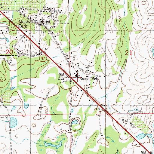 Topographic Map of Russell School, AL