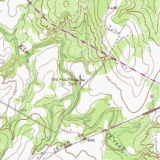 Topographic Map of Old Red Rock Cemetery, TX